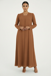 C 2386-05 Caramel Brown Striped Abaya