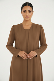 C 2386-05 Caramel Brown Striped Abaya