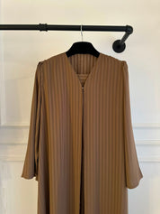 C 2386-05 Caramel Brown Striped Abaya