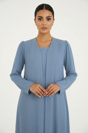 C 2386-06 Sky Blue Striped Abaya