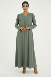 C 2386-07 Matcha Green Striped Abaya