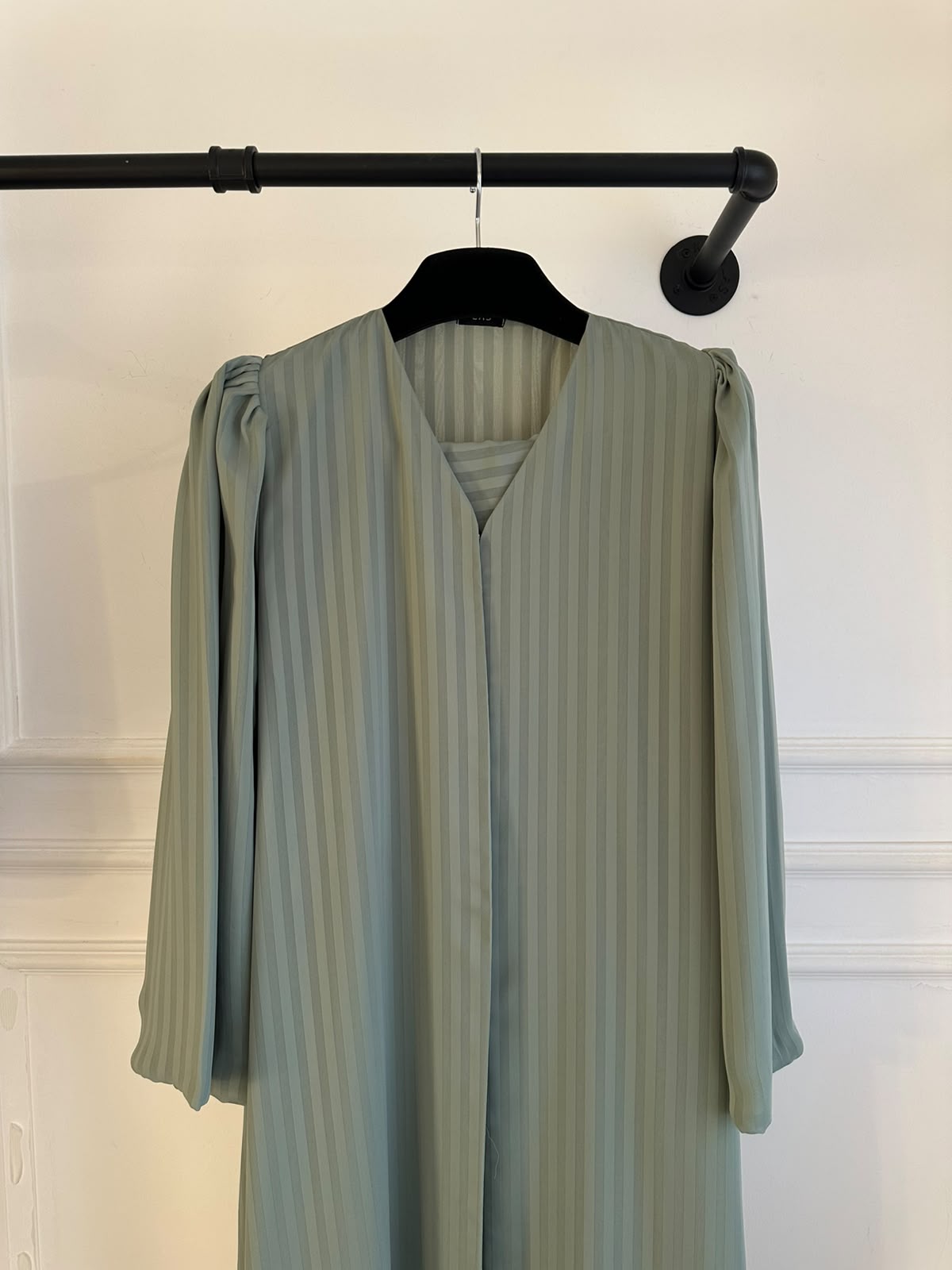 C 2386-07 Matcha Green Striped Abaya