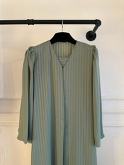 C 2386-07 Matcha Green Striped Abaya