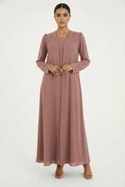 C 2386-08 Dusty Rose Striped Abaya