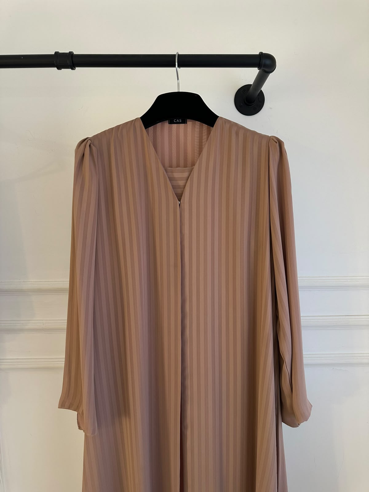 C 2386-08 Dusty Rose Striped Abaya