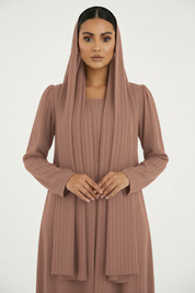 C 2386-08 Dusty Rose Striped Abaya