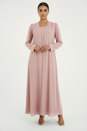 C 2386-09 Pale Pink Striped Abaya
