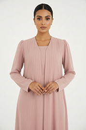 C 2386-09 Pale Pink Striped Abaya