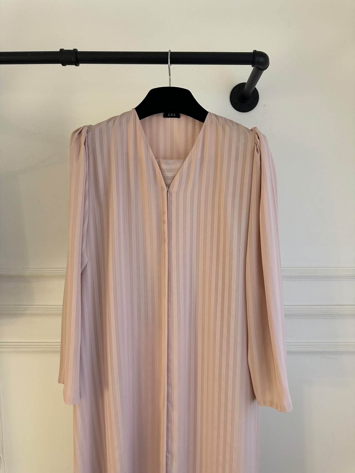 C 2386-09 Pale Pink Striped Abaya
