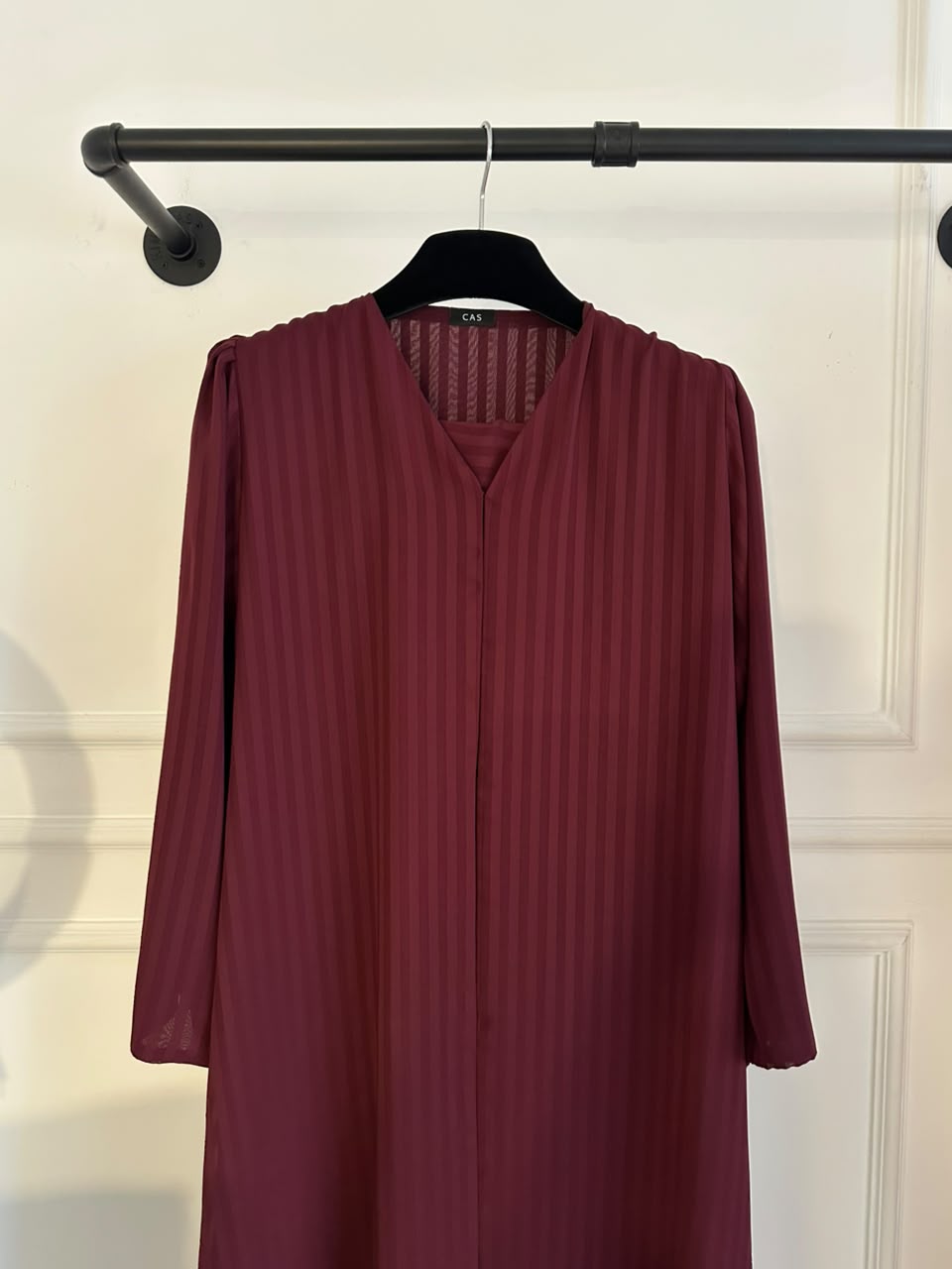 C 2386-10 Maroon Striped Abaya