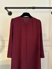 C 2386-10 Maroon Striped Abaya