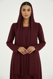 C 2386-10 Maroon Striped Abaya
