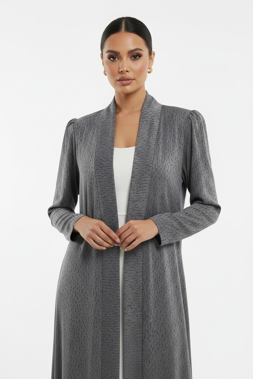 C 2387-01 Premium Grey Dots Abaya