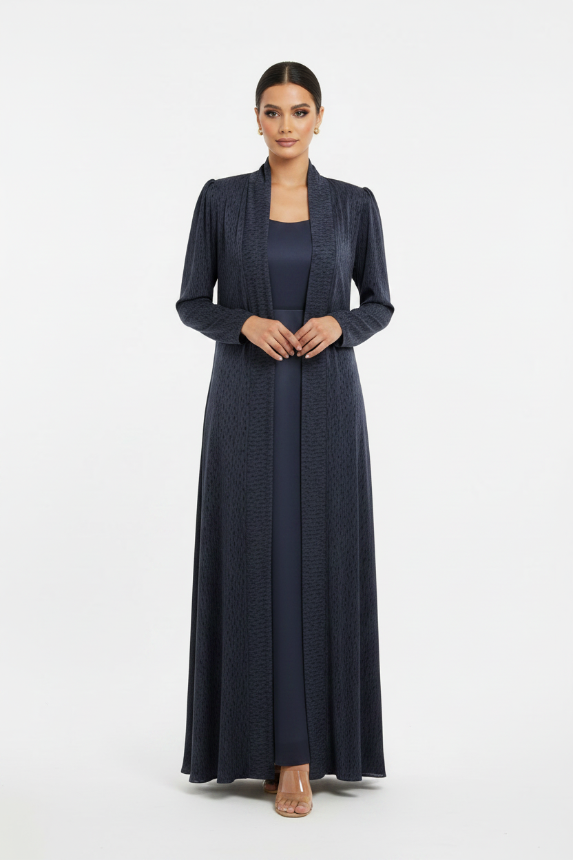 C 2387-02 Premium Navy Dots Abaya