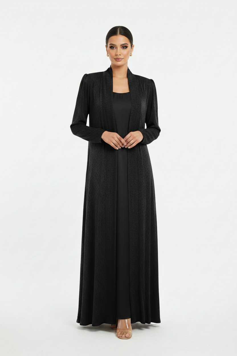 C 2387-03 Premium Black Dots Abaya