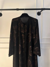 C 2389-01 Black Chocolate Printed Abaya