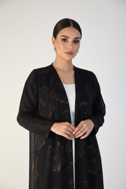 C 2389-01 Black Chocolate Printed Abaya