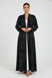 C 2389-02 Black Jade Printed Abaya
