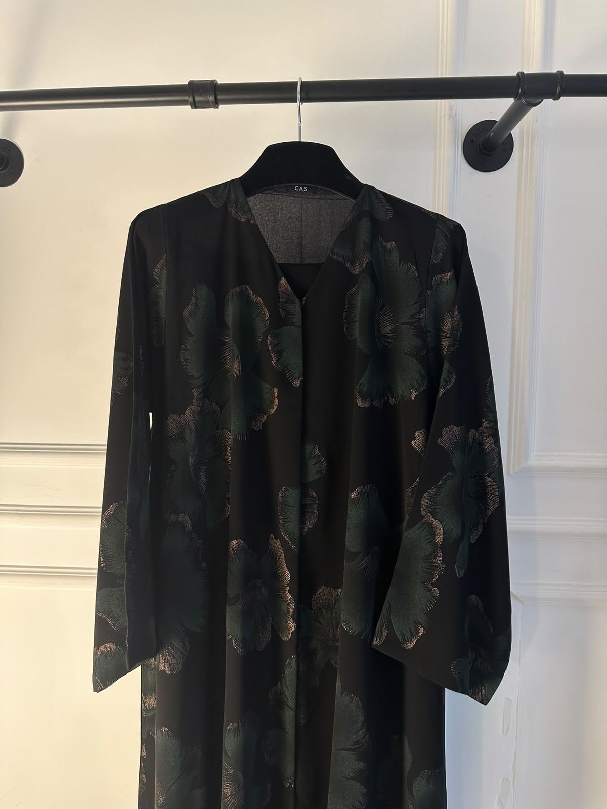 C 2389-02 Black Jade Printed Abaya