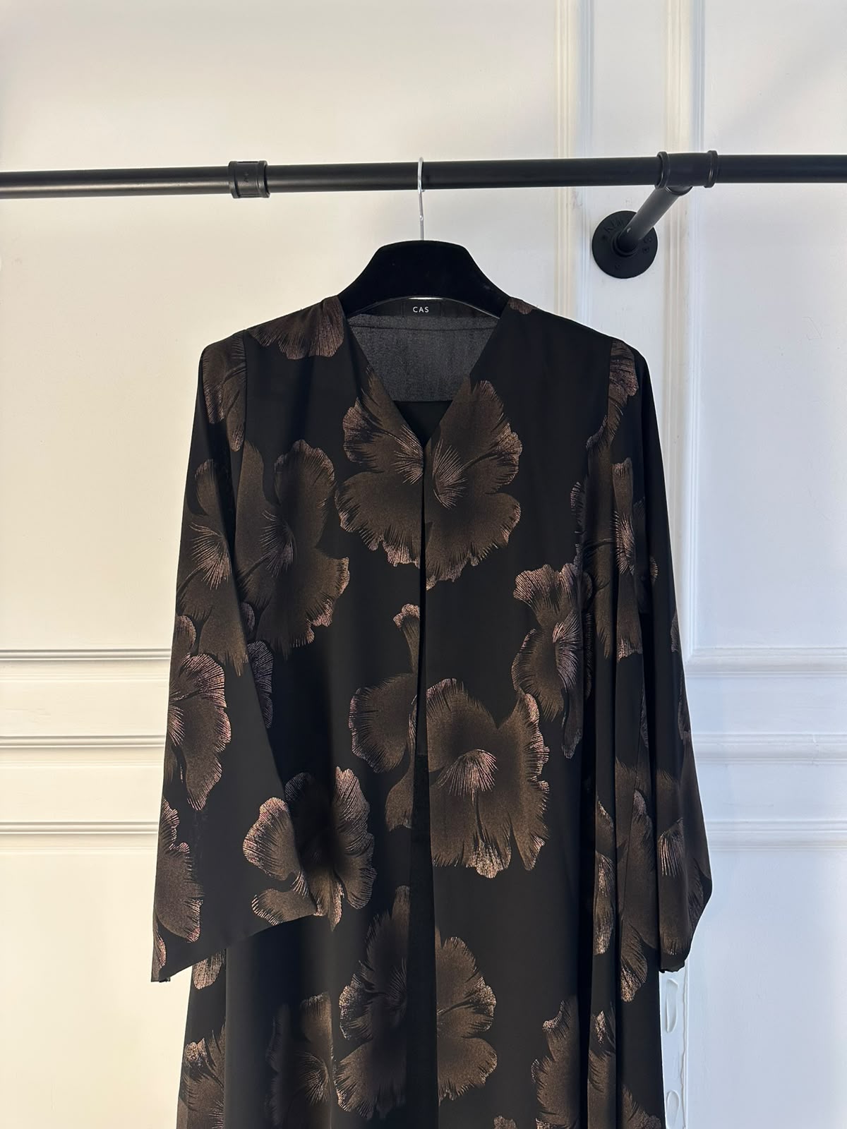 C 2389-05 Black Copper Printed Abaya