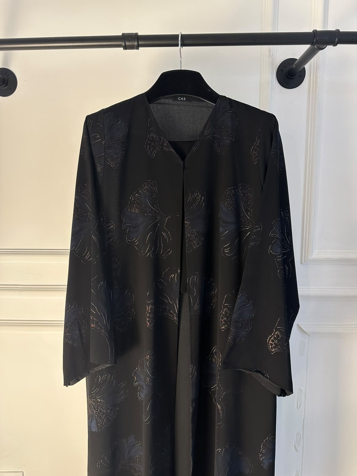 C 2390-01 Black Blue Printed Abaya