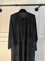 C 2390-01 Black Blue Printed Abaya