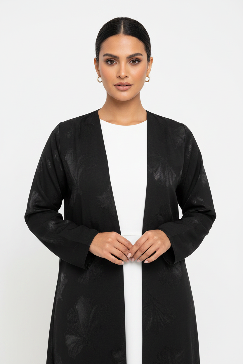 C 2390-03 Black Ash Printed Abaya