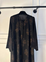 C 2390-04 Black Coffee Printed Abaya