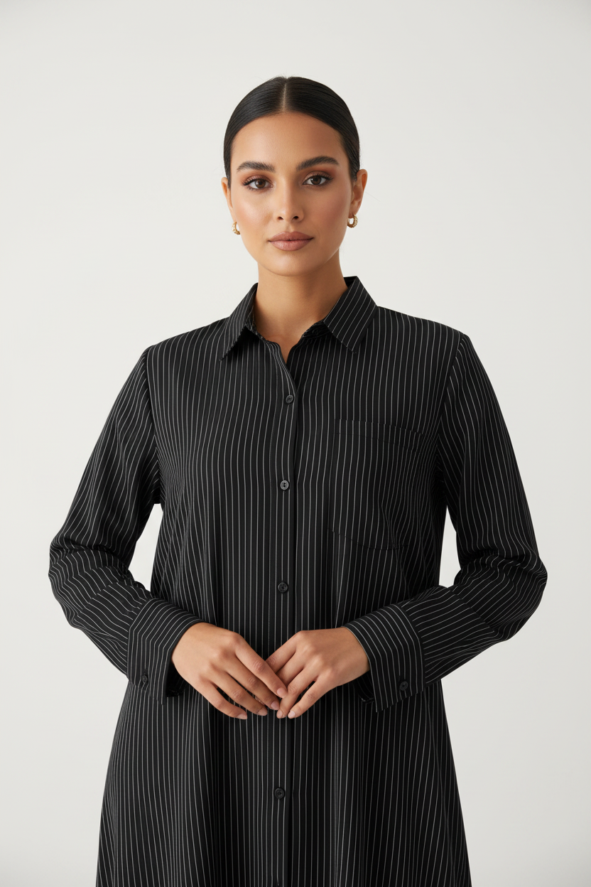 C 2391 Black Striped Travel Dress
