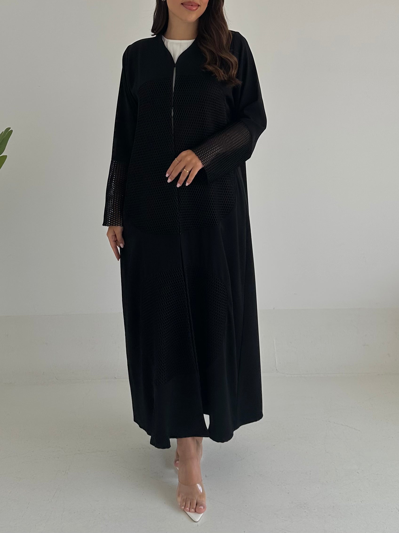C 2393 Black Lace Abaya