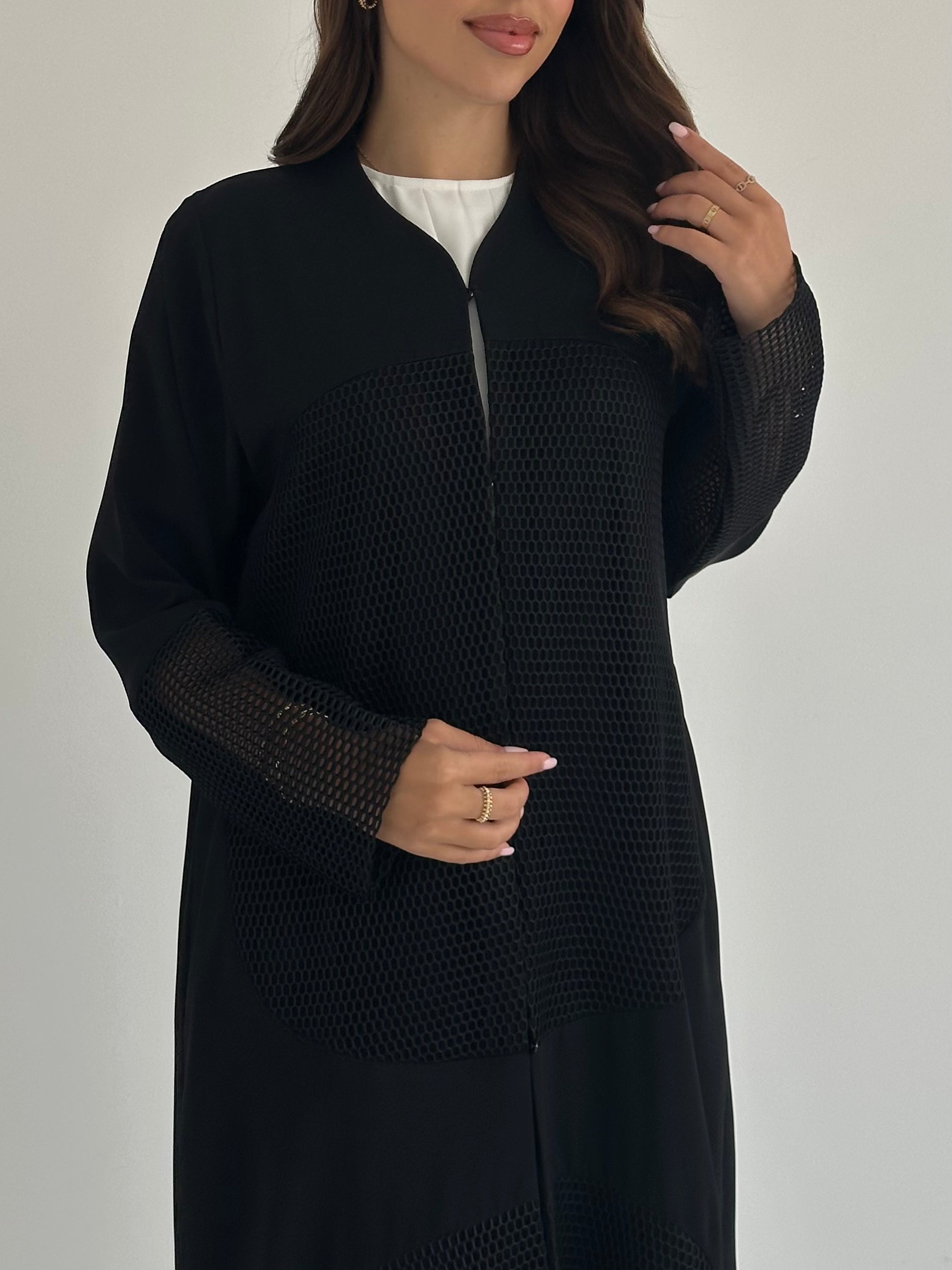 C 2393 Black Lace Abaya