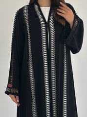 C 2394 Black Criss-Cross Lace Abaya