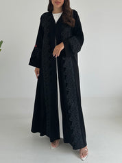 C 2396 Black Crystal Lace Abaya