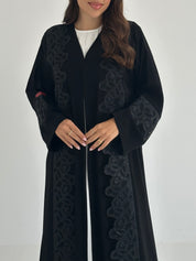 C 2396 Black Crystal Lace Abaya