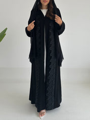 C 2396 Black Crystal Lace Abaya