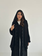 C 2396 Black Crystal Lace Abaya