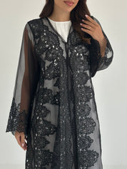 C 2397 Black Lace Abaya