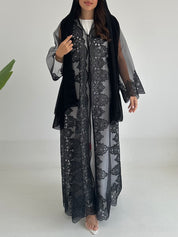 C 2397 Black Lace Abaya