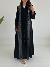 C 2398 Black Crystal Lace Abaya