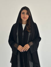 C 2398 Black Crystal Lace Abaya