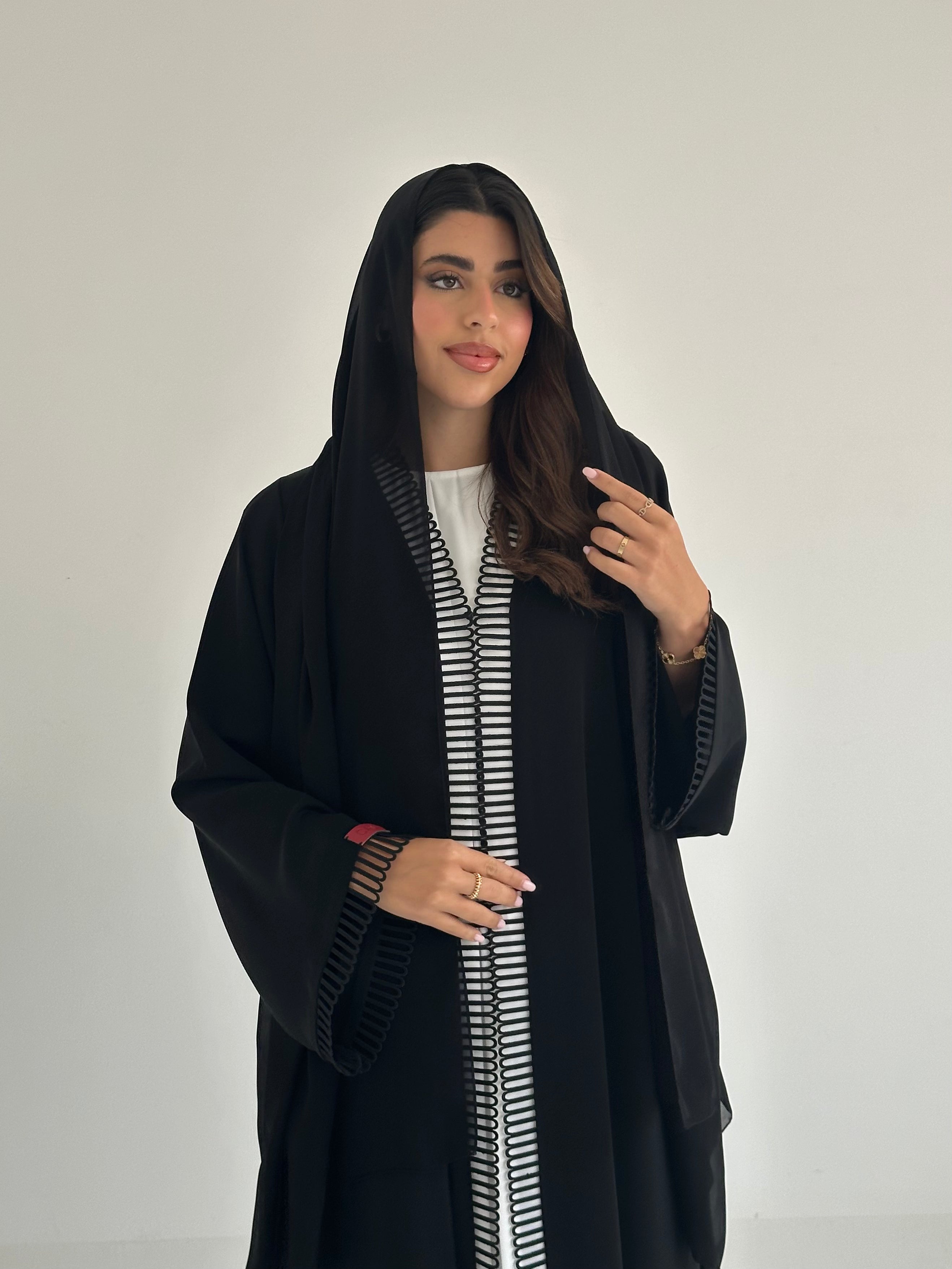 C 2399 Black Lace Abaya