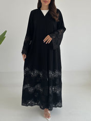 C 2400 Black Crystal Lace Abaya