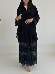 C 2400 Black Crystal Lace Abaya