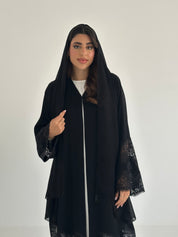 C 2400 Black Crystal Lace Abaya