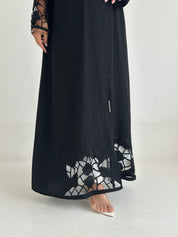 C 2401 Black Beaded Lace Abaya