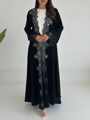 C 2402 Black Crystal Lace Abaya