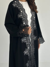 C 2402 Black Crystal Lace Abaya