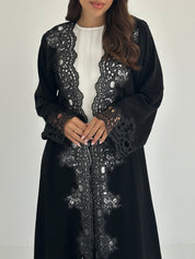 C 2402 Black Crystal Lace Abaya
