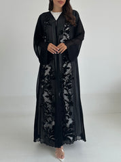C 2403 Black Crystal Lace Abaya