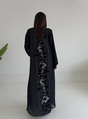 C 2403 Black Crystal Lace Abaya